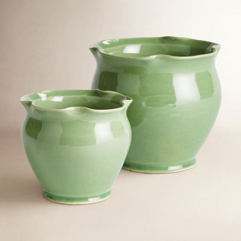 Pot de fleurs en céramique, Vert