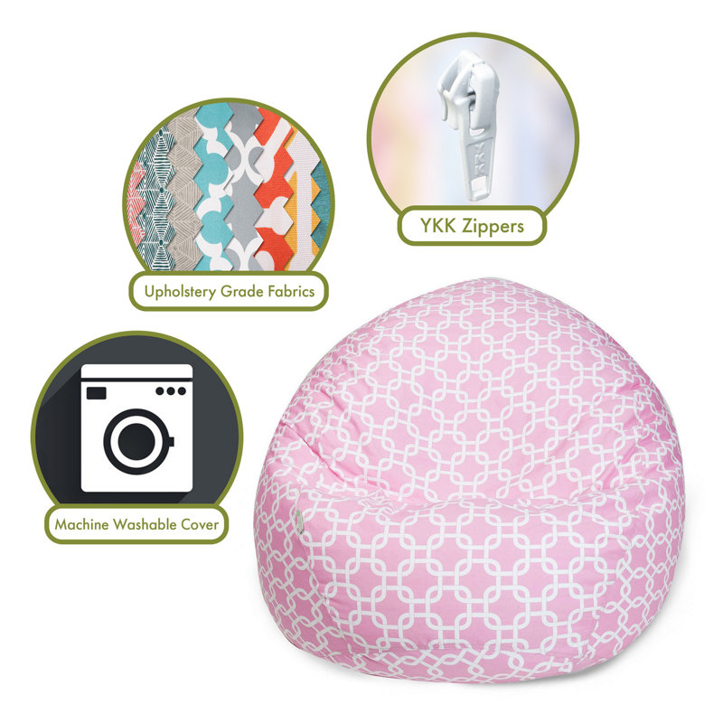Bean Bag Chair, 23" H x 35" W x 35" D, Soft Pink Cotton