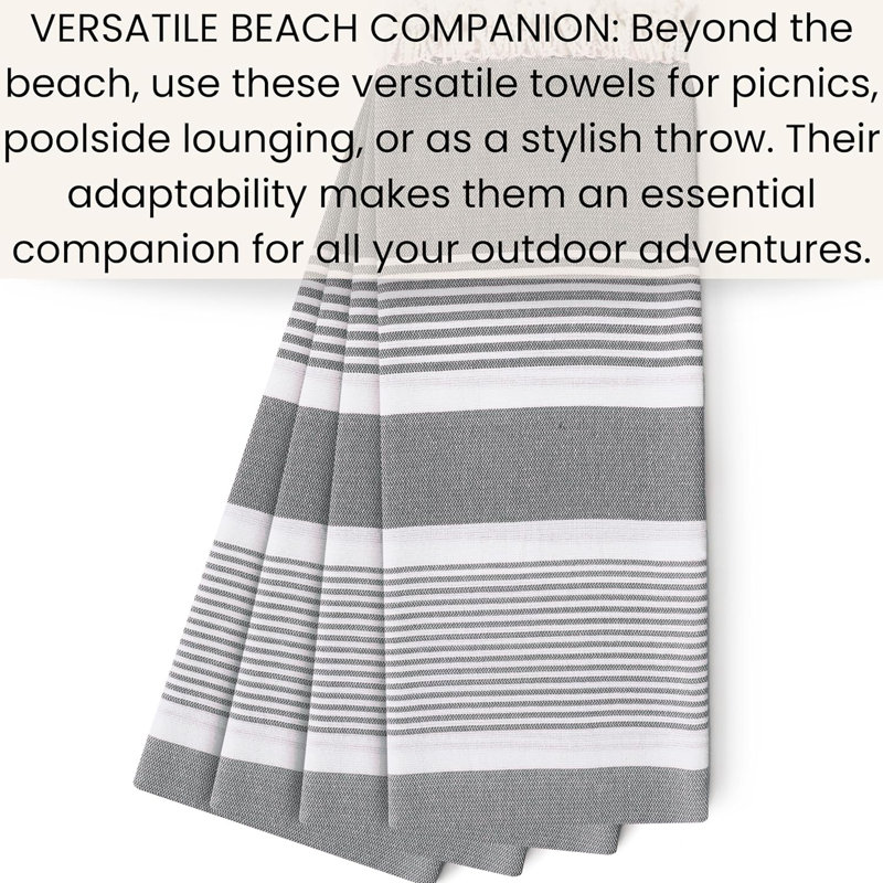 Meini Cotton Beach Towel, Gray