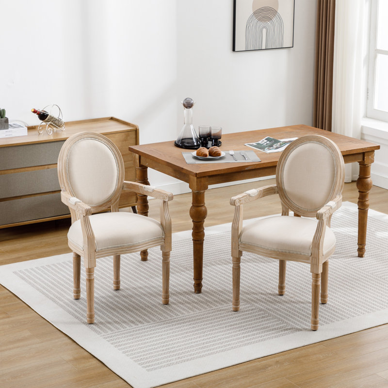 Chaise de salle à manger en bois massif de style français, ensemble de 2