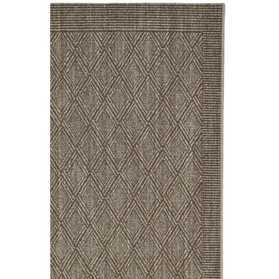 Tapis brun en jute / sisal tissé à la machine à motif géométrique Bertilla