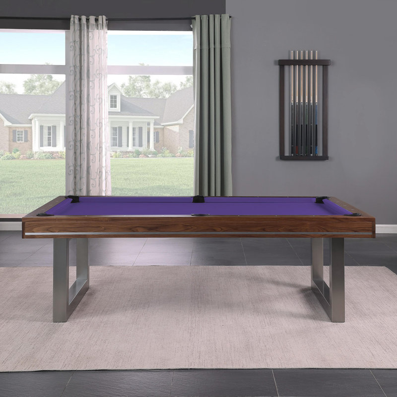 Table de billard en bois massif Harmony, 8 pi, Noyer naturel, Mauve résistant à l'eau