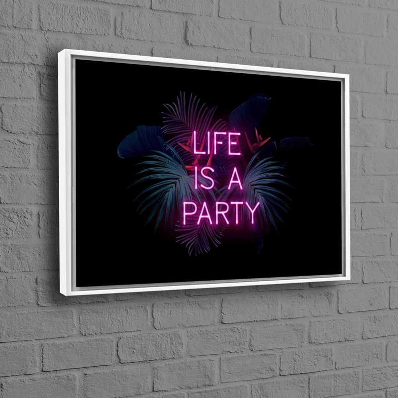 Abstract Neon Party Inspired Tropical Design On Modern Canvas Wall Art For A Vibrant Touch In Your Living Room Bedroom Or Office Space