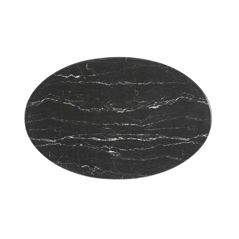  Table de salle à manger en marbre artificiel Lippa, Doré, Noir, H 29,5 po x L 42 po x l 27,5 po
