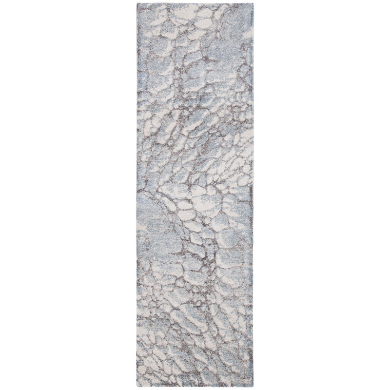 Tapis gris / ivoire touffeté à la main Banham, Tapis de couloir 2 pi 3 po x 8 pi