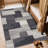 Retro Block Geometry Rug for Living Room, Low Pile Throw Rugs with Rubber Backing, Performance Rug for Bedroom, Dining Room, Retro Rug for Home Decor, Washable Indoor Outdoor Rugs, Ideal For High Traffic Areas