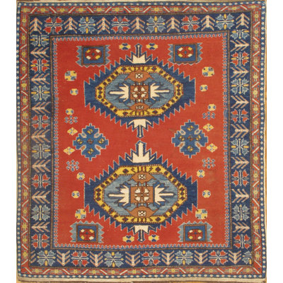 Turkish Wool Southwestern Area Rug in Red