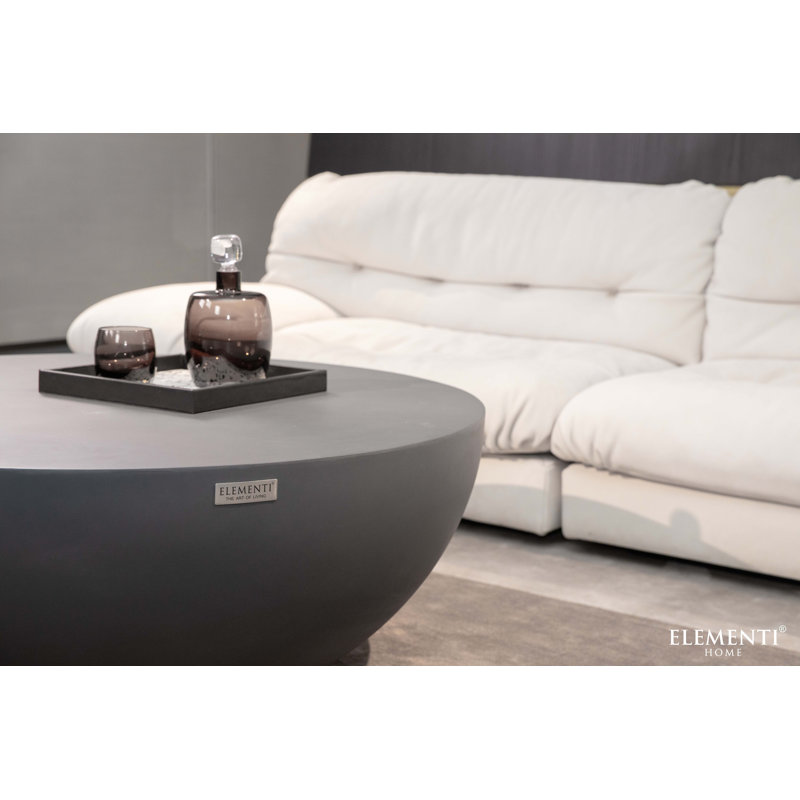 CHRONOS Round Concrete Coffee Table 87 x 87 x 35.6 cm, Black