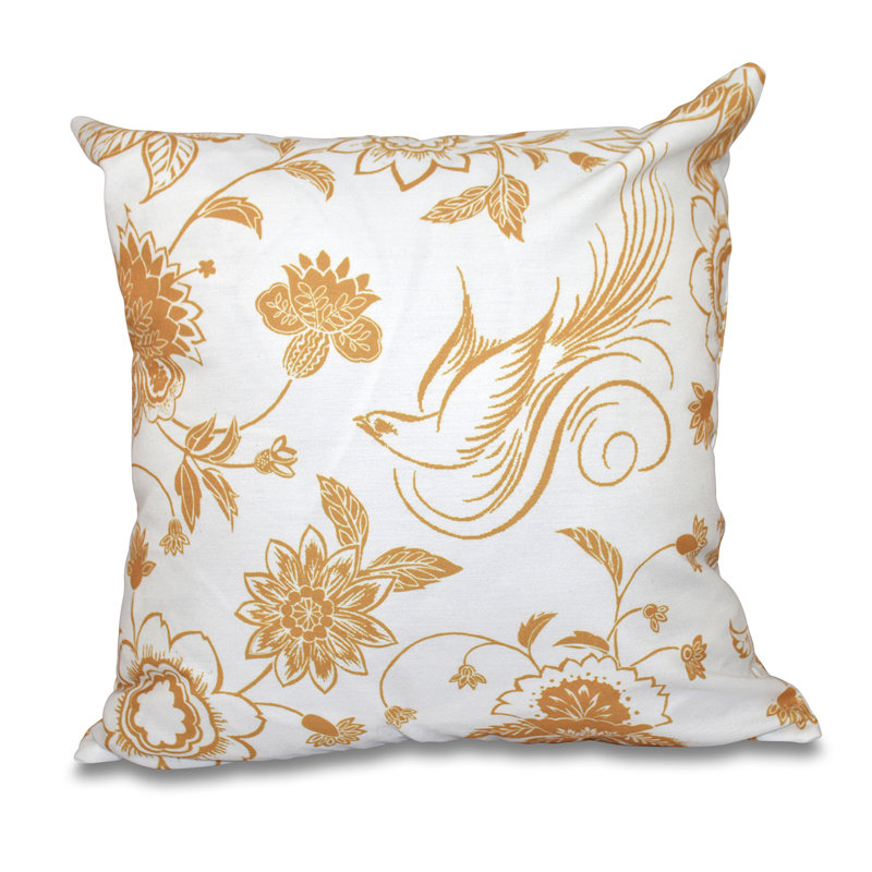 Botanical Blooms Floral Reversible Throw Pillow, 20" H x 20" W, Yellow