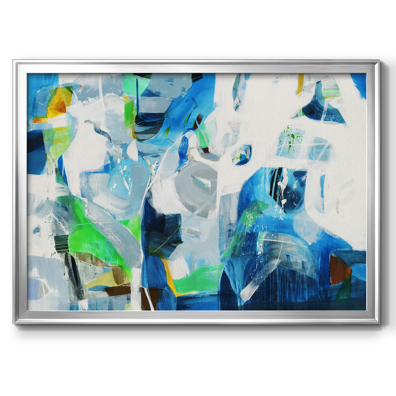 Down The Rapids, H 18 po x l 26 po x P 1,5 po, Toile argentée avec cadre flottant