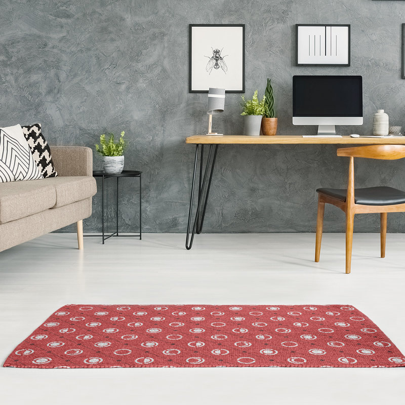 Tapis rouge/blanc lune phases, Rectangle 9 pi x 12 pi