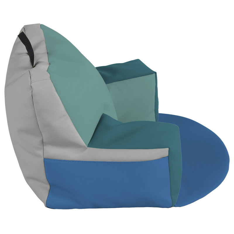 SoftScape Relax N Read Bean Bag, Green/Blue Faux Leather