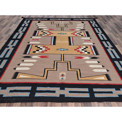 Tapis oriental tissé à la main 9 pi 5 po x 11 pi 7 po brun Castor, tissé à la main, 100% laine tissé à la main