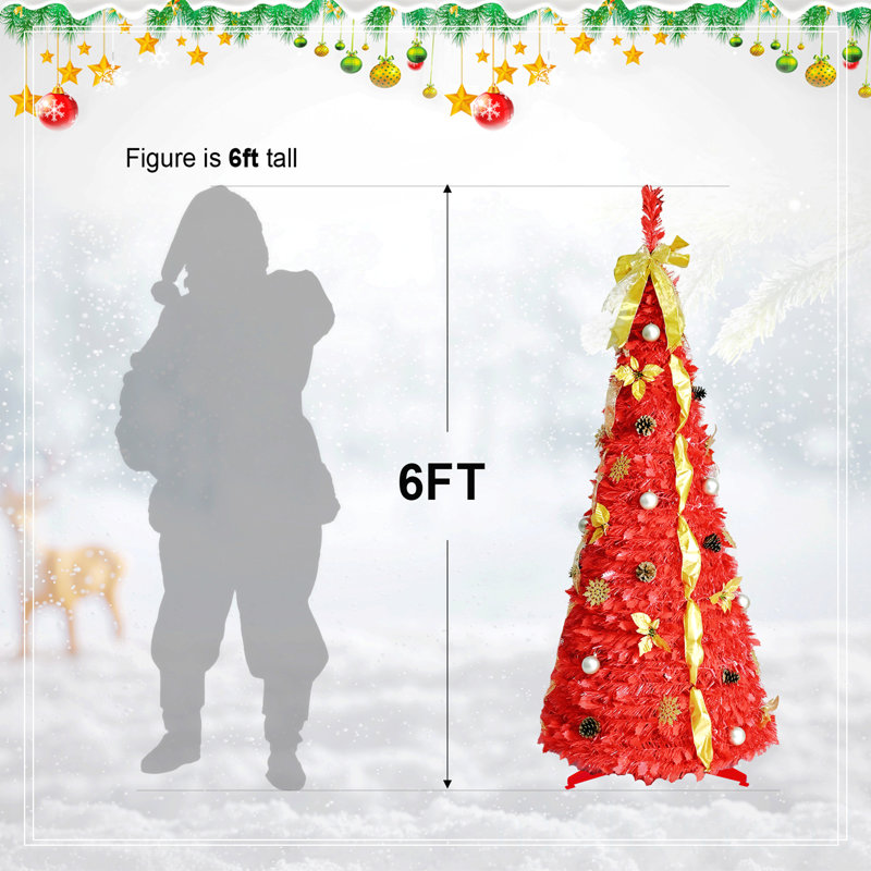 Arbre de Noël pop-up rouge 6 pi