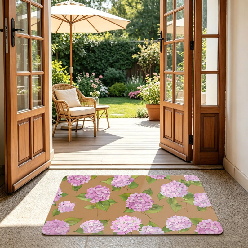 Tapis floral rose 24 "x 36", rose et rose pour hortensia
