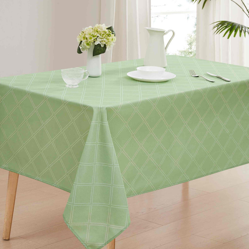 Seafoam Green Polyester Trellis Design Rectangular Tablecloth