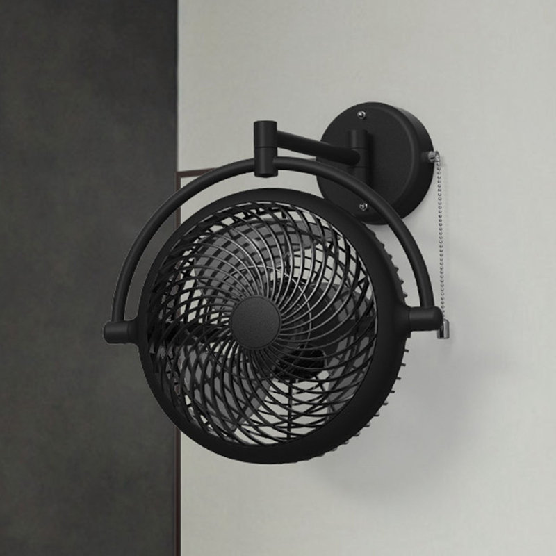13" Wall Mounted Fan with Folding Arm, Black