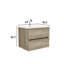 Meuble-lavabo mural en chêne brut de 24 po avec lavabo en céramique intégré, tiroirs doubles pour 20% de rangement supplémentaire, fermeture en douceur, poignée esthétique, rangement pour débordement de salle de bain flottant E1 Boards, silencieux
