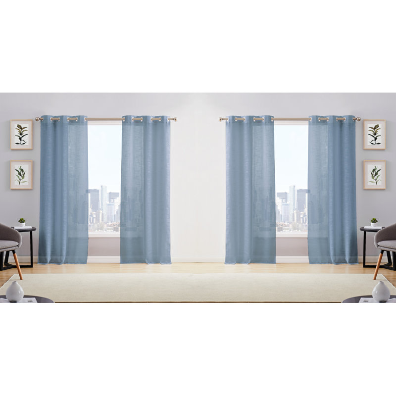 Rideau en polyester Taydan, L 38 po x L 96 po, Bleu rivière