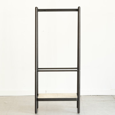 (Black) Solid Oak Wood Clothes Rack