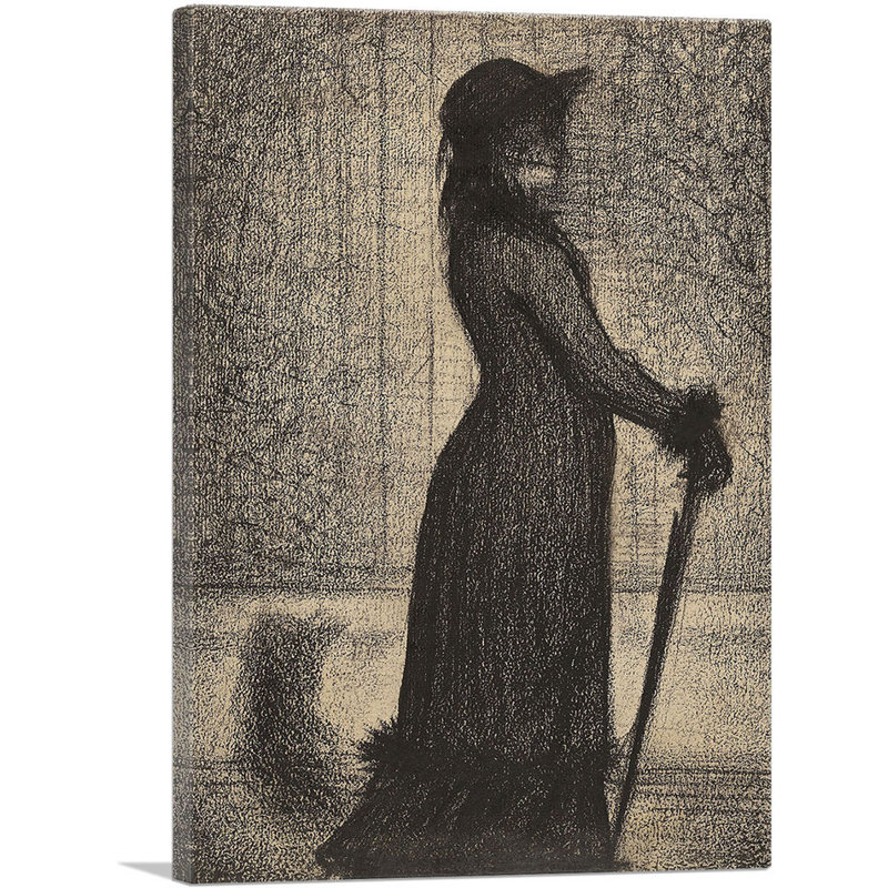 «Woman Strolling 1884» par Georges Seurat, reproduction d'art sur toile tendue, H 18 po x l 12 po x 1,5 po