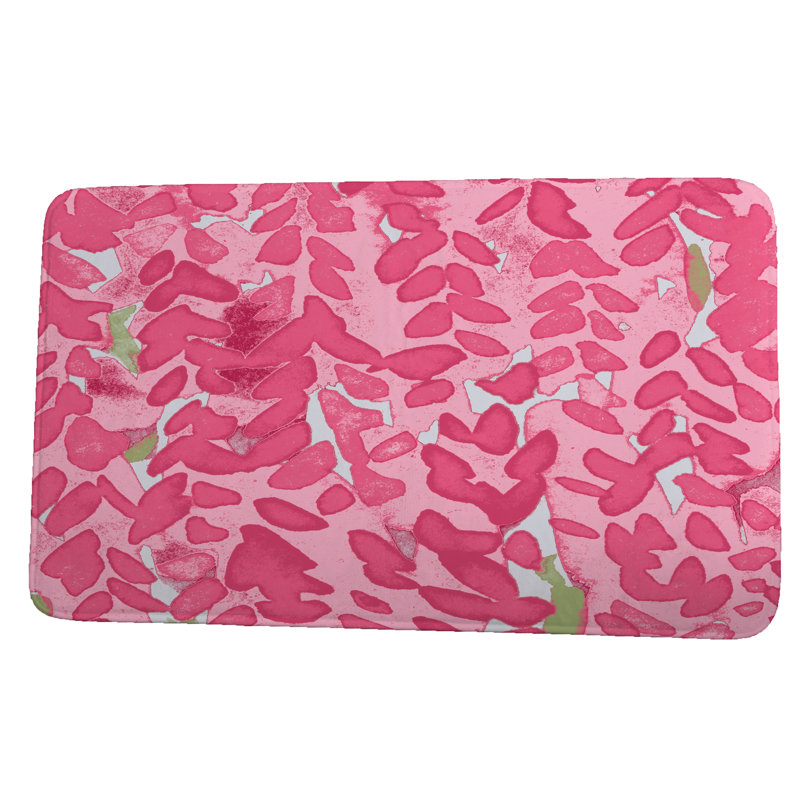 Lubbers Non-Slip Bath Mat, 21" W x 34" L, Pink