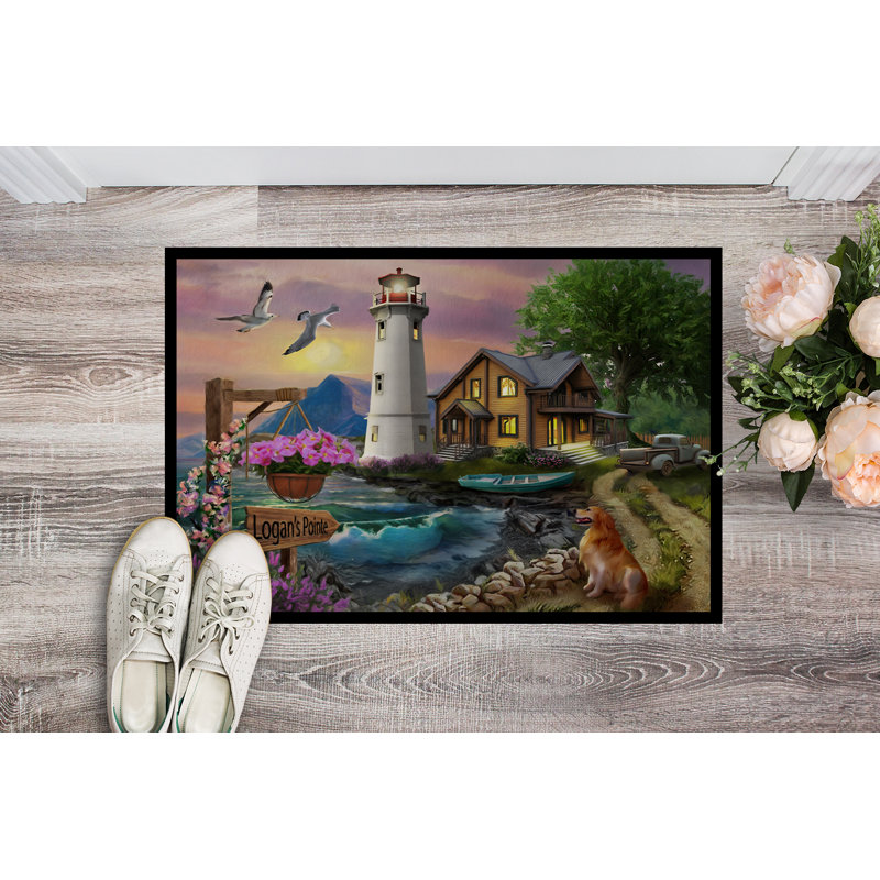 Iyed Non-Slip Doormat, Logan's Pointe Lighthouse Golden Retriever