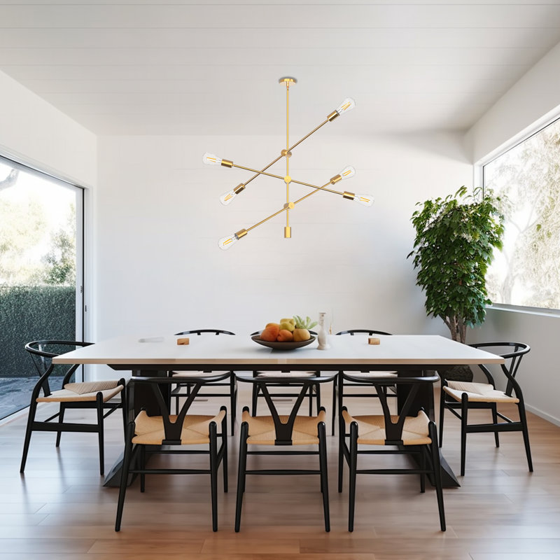 Lustres linéaires modernes Spoutnik 6 lumières Betzabel, Or