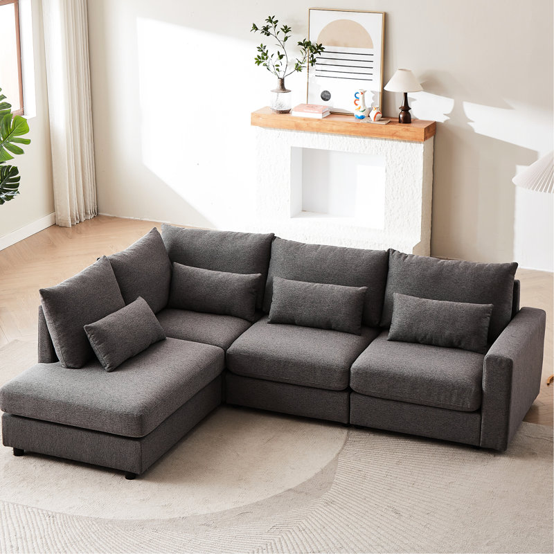 4 pattes en lin gris, en plastique, stables et fiables en forme de L, polyvalentes pour la décoration intérieure, Tissu gris