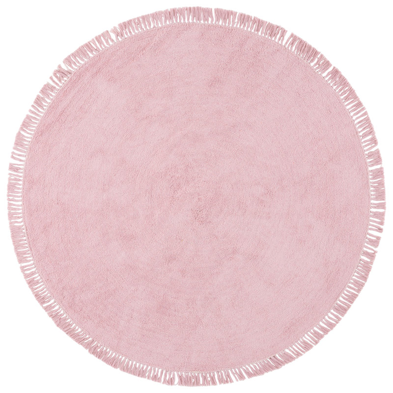 Cuahutemoc Handtufted Recycled Cotton Machine Washable Solid Color Rug, Round 6'