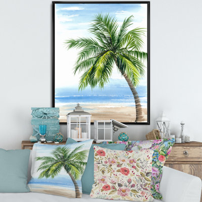 " Palm Tree At The Beach Resort " Painting Print