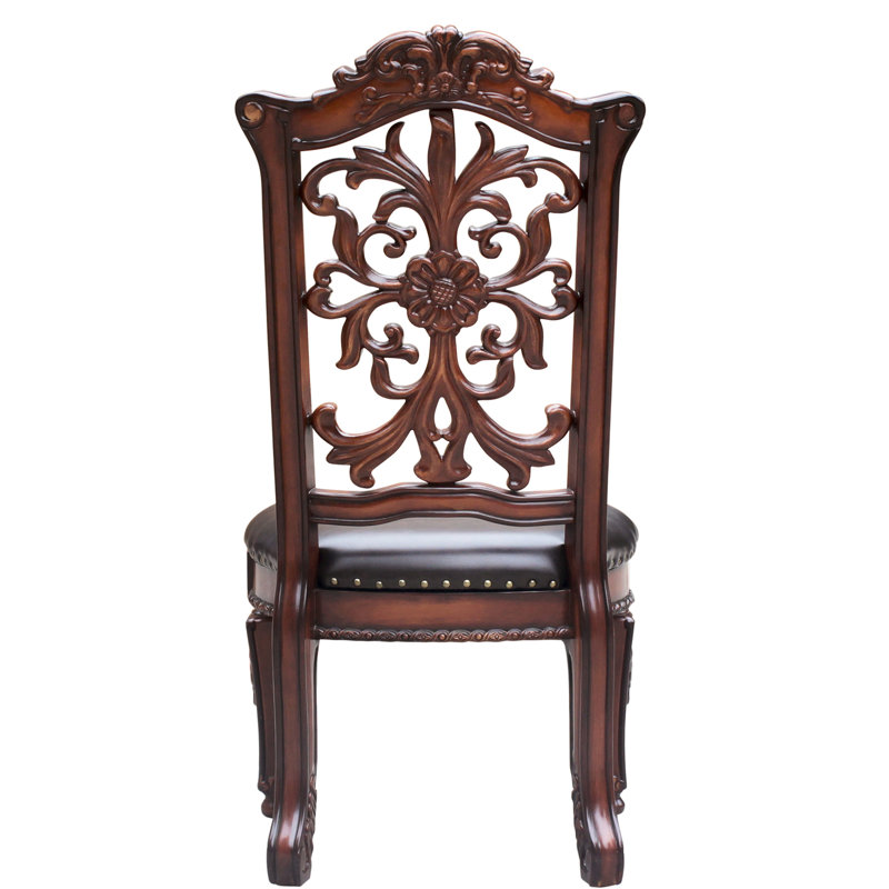 Chaise d'appoint avec garniture cloutée (ensemble de 2), Cerisier