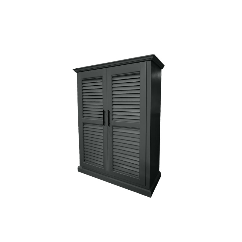 Shutter Style Solid Wood kitchen Pantry Cabinet, Gray