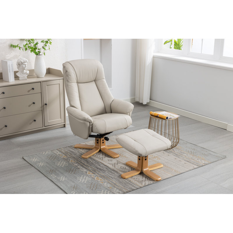 Asawer 76cm Wide Swivel Standard Recliner, Beige