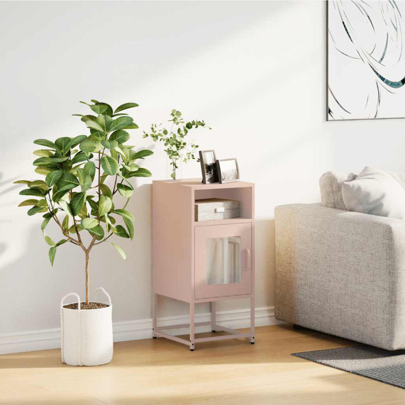 Beautrice 36cm W Steel Bedside Table, Pink
