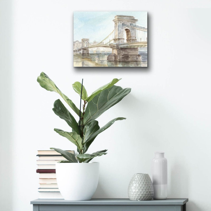 «Iconic Watercolor Bridge 1» par Ethan Harper, art mural en verre acrylique