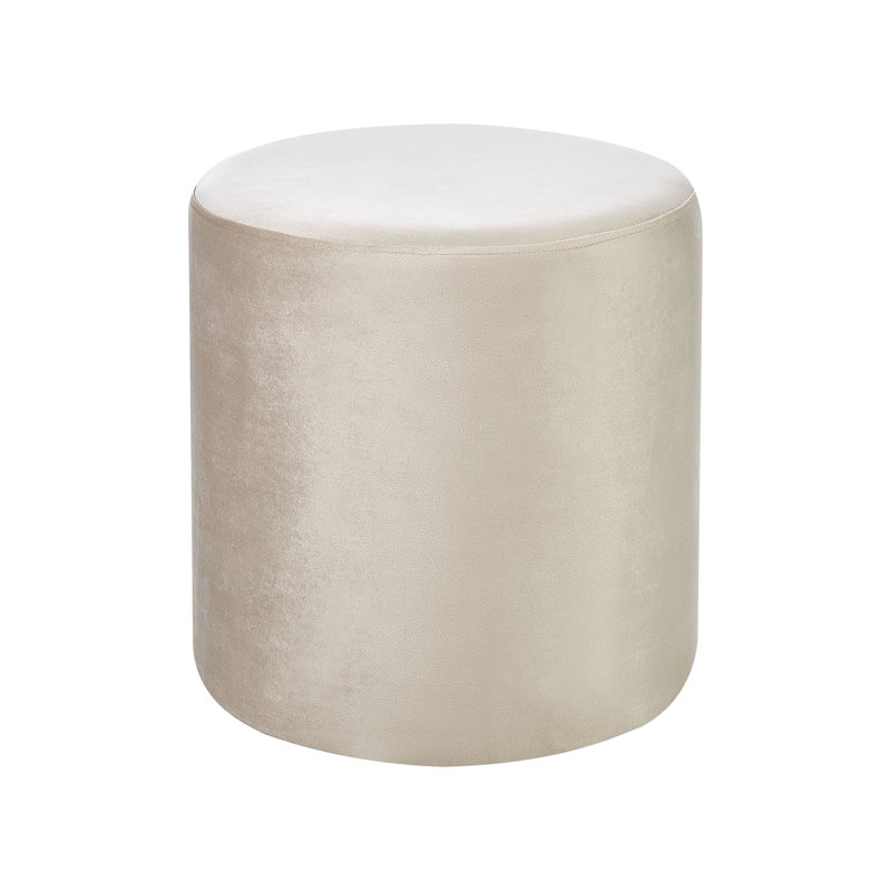 Aimilia 47cm Wide Round Pouf Ottoman, Beige