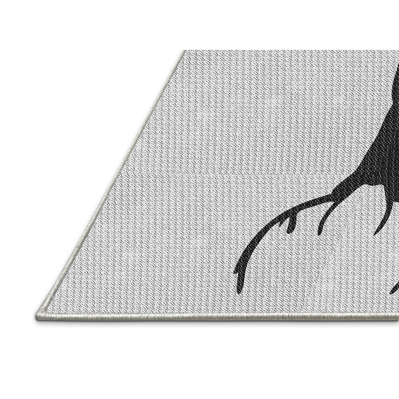 Tapis gris/zone noire à motifs, Rectangle 3 pi x 5 pi