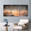 Grandir avec gratitude, apprécier chaque instant, toile tendue sur châssis, scène de coucher de soleil sur la plage avec tortue et phare, ensemble de 3