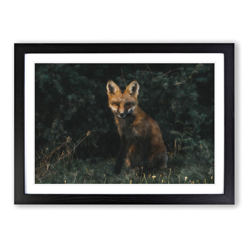 Portrait of a Fox - Picture Frame Painting Print, 33cm H x 45cm W x 2cm D, Black Framed