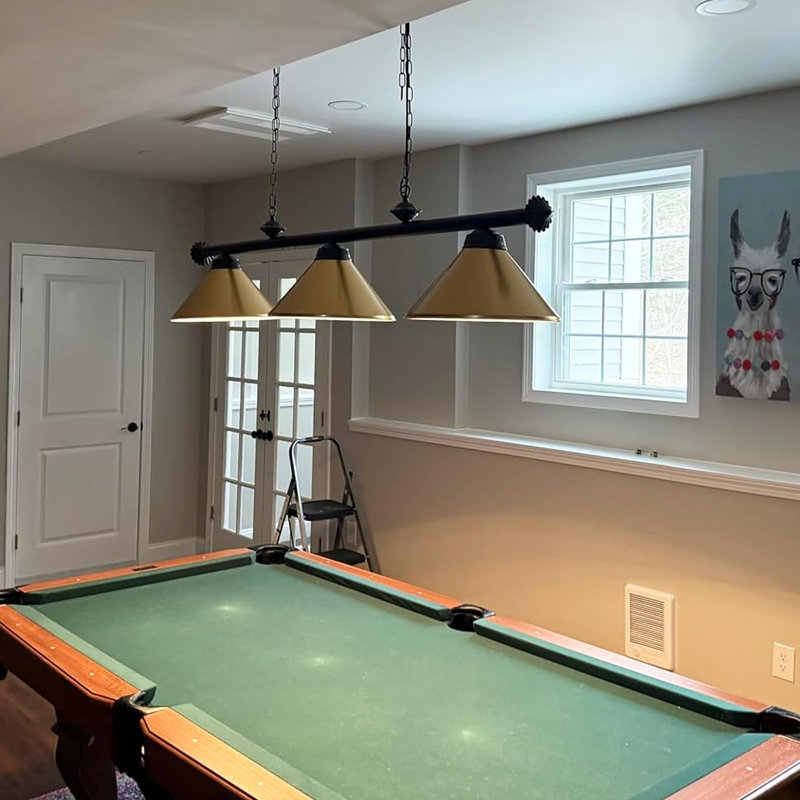 Luminaire suspendu conique à 3 lumières pour table de billard Eckelman, Doré