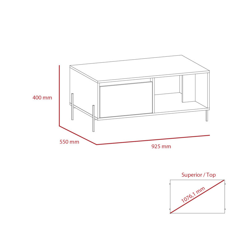 Kallie White Coffee Table with Storage drawer