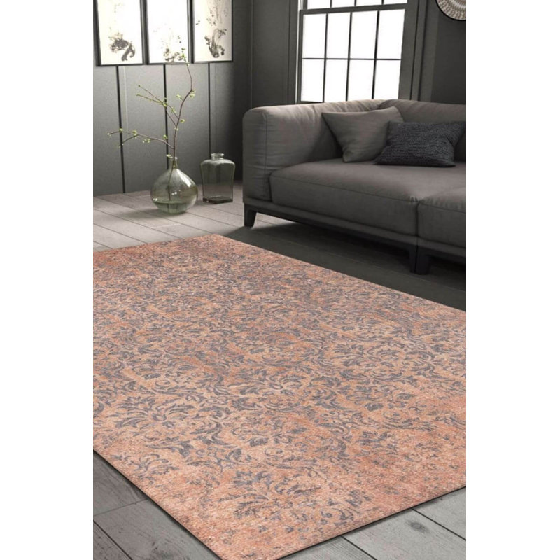 Tapis brun à motif tissé rétro, Rectangle 8 pi 3 po x 11 pi 6 po