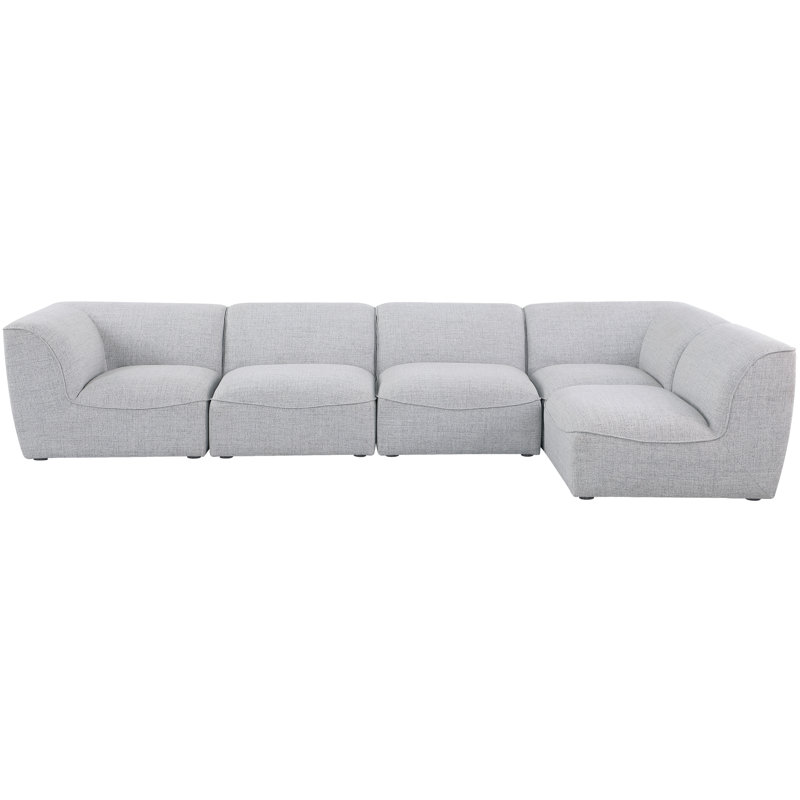 Arens Upholstered U-Shaped Sectional Reversible, Grey Linen Textured Fabric