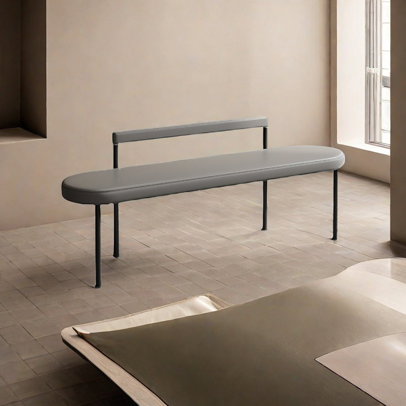Banc rembourré en cuir Tajiah, H 21,65 po x l 59,05 po x P 17,71 po