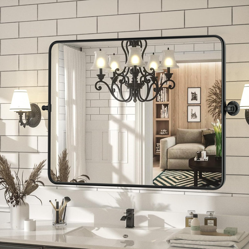 Miroir mural, 30 po x 40 po, Horizontale, Noir