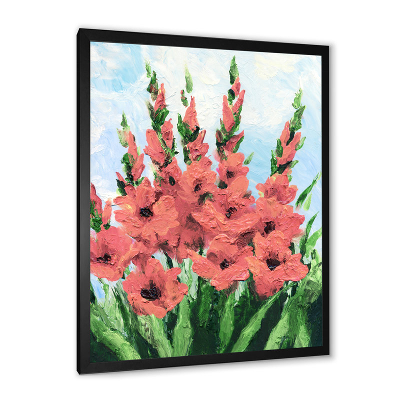 Botanique pastel fleurs roses - peinture, Cadre photo noir, H 20 po x l 12 po