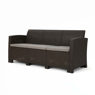 67.7"" Outdoor 3-Seater Faux Wicker Rattan Style Sofa -  Winston Porter, 36B3C48901C345898960ABA22EEC1754