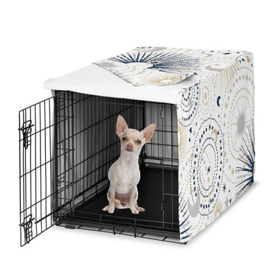 Celestial Navy Blue and Gold Dog Crate Kennel Cover by Sweet Jojo Designs