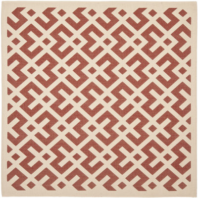 Arneshia Geometric Flatweave Red/Bone Area Indoor/Outdoor Area Rug